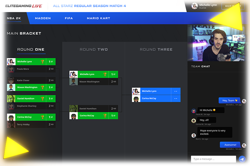 Live EGL game days with a professional announcers directing the competition